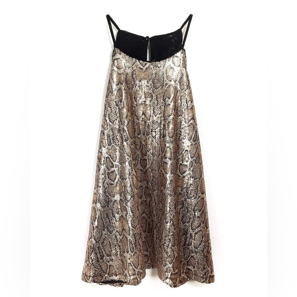 Zara Sequin Animal Print Medium Halter Top